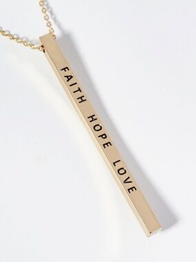 Gold Vertical Bar Necklace - FAITH HOPE LOVE